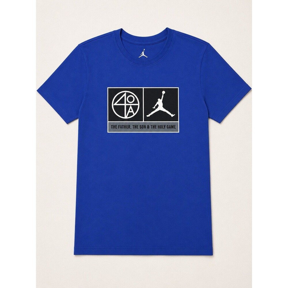 Nike Jordan Mens Medium Royal Blue Father Son Holy Game Jumpman 40 Acres T-Shirt